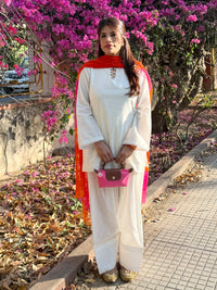 WHITE FARSHI SALWAR SET (Without Dupatta)