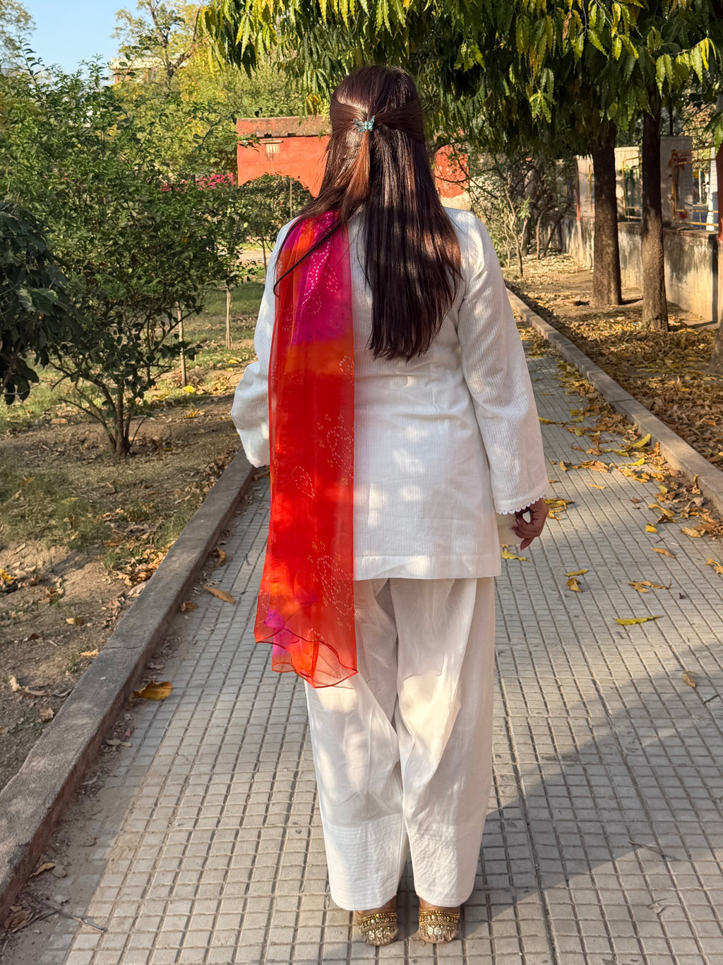 WHITE FARSHI SALWAR SET (Without Dupatta)