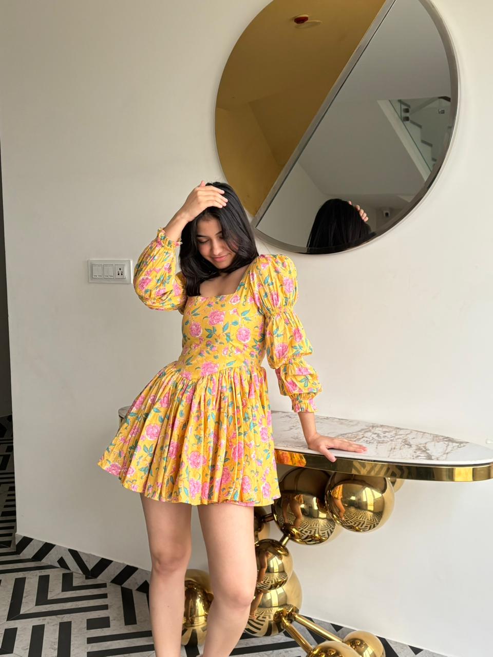 Yellow Floral Summer Dress