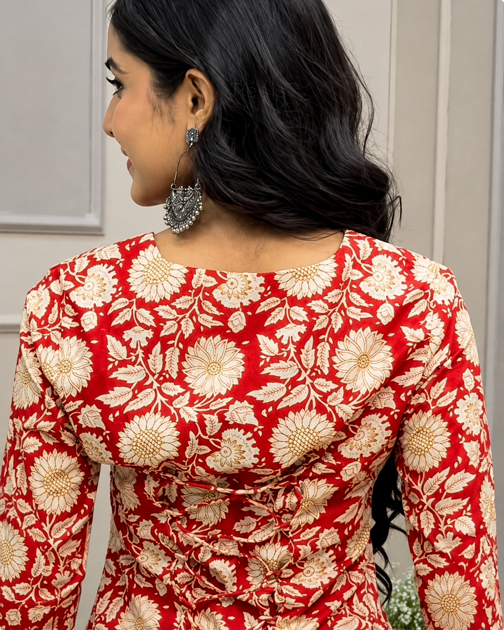 Red Floral Jaal Farshi Set