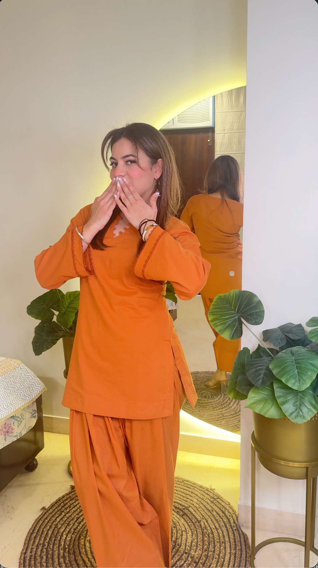 Burnt Orange Farshi Salwar Set