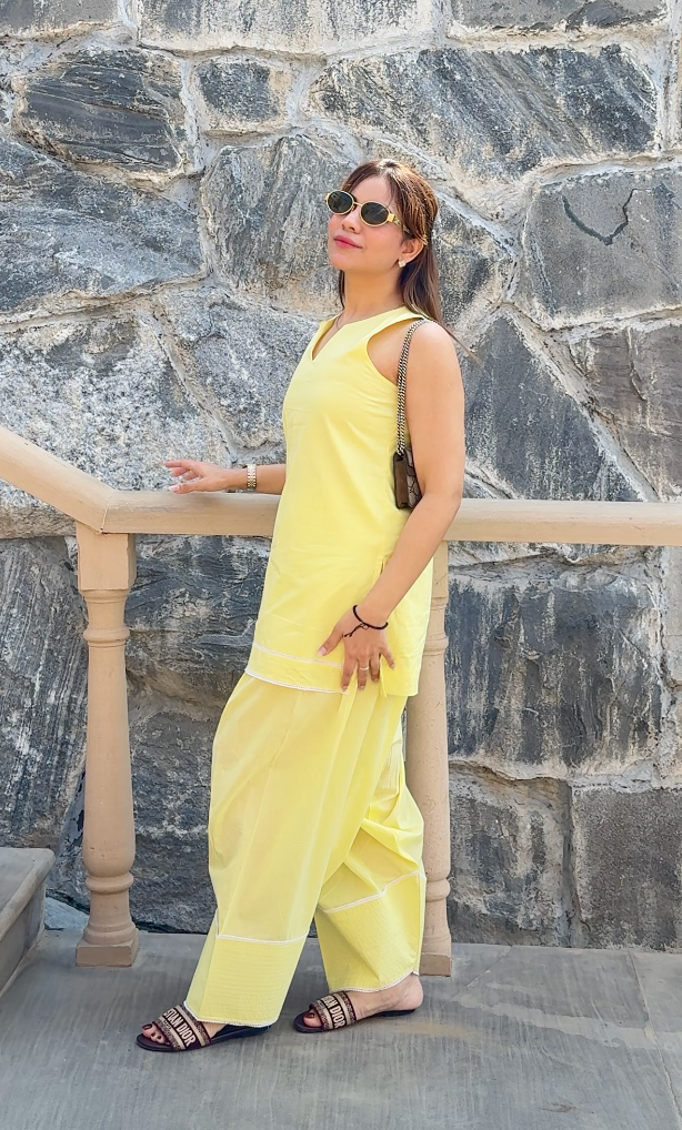 BUTTER YELLOW FARSHI SALWAR SET