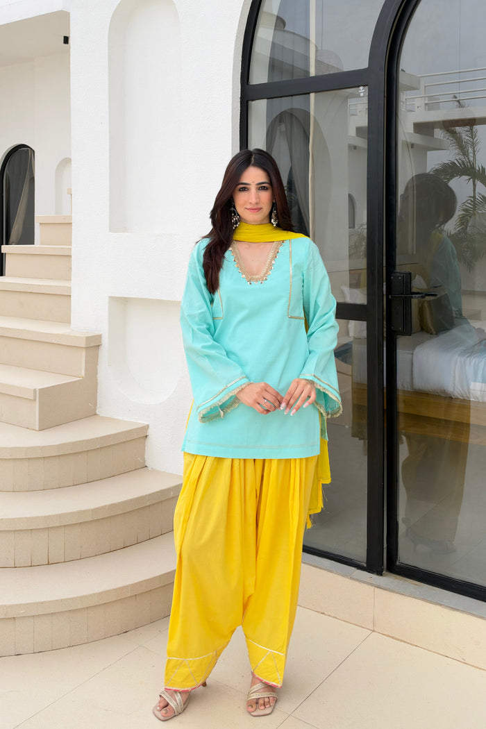 Firoza Farshi Salwar Set | Handcrafted Heritage Ethnic Wear for Diwali