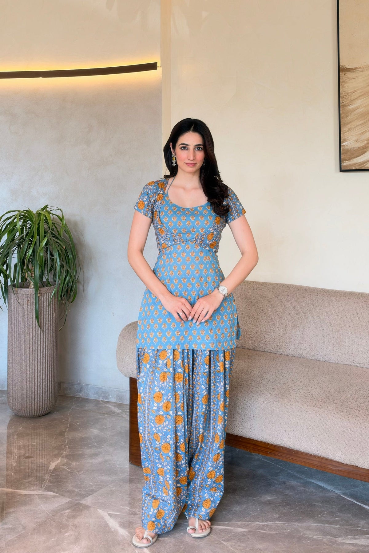 Firozi Bahar Farshi Salwar Set - front