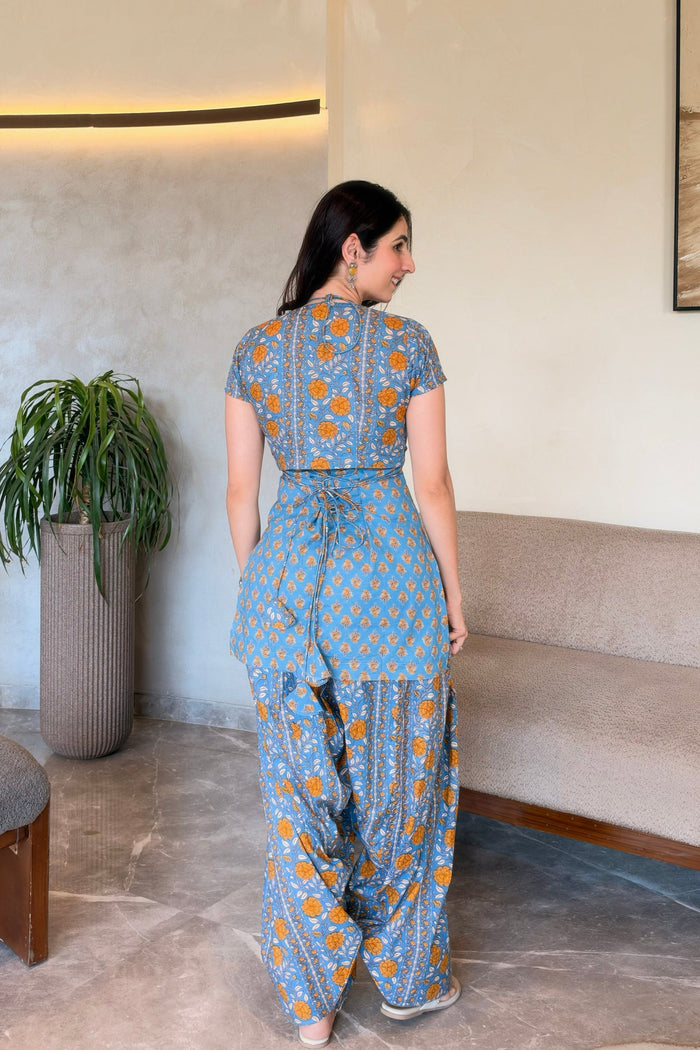Firozi Bahar Farshi Salwar Set | Handcrafted Heritage Ethnic Wear for Diwali