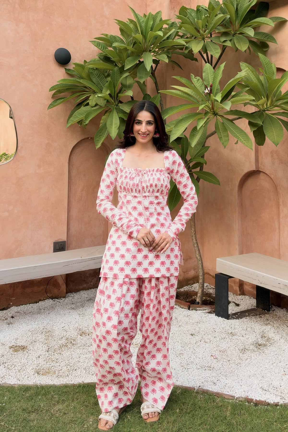 Pink Haathi Farshi Salwar Set - front