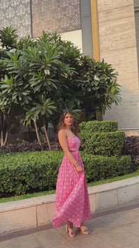 Pink Floral Cut-out Dress