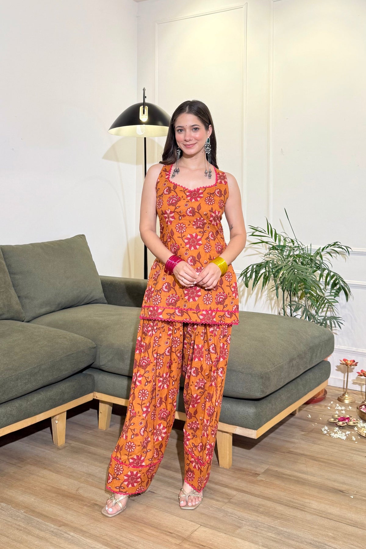Rust Bairan Farshi Salwar Set - front