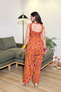 Rust Bairan Farshi Salwar Set - keyhole back